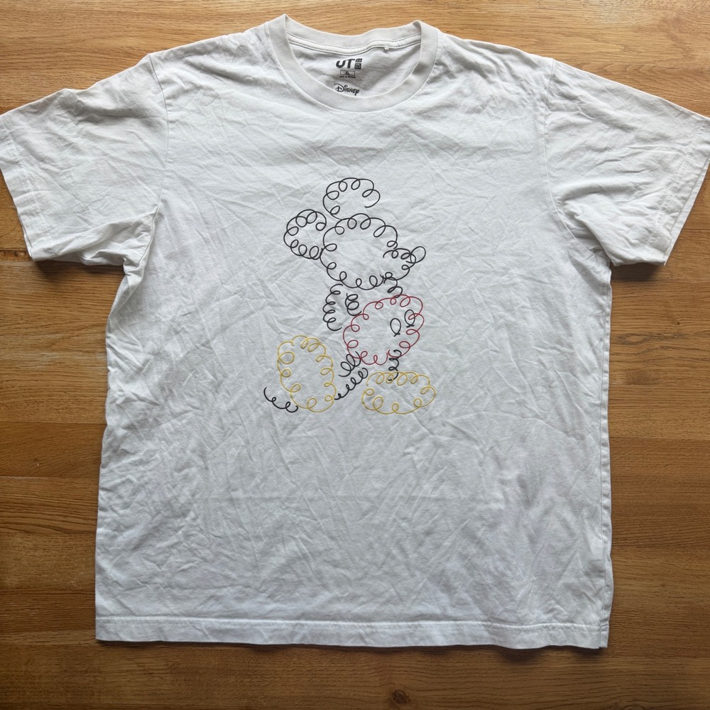 Uniqlo UT Disney Mickey Mouse Scribble Graphic T-Shirt White Mens XL Tee